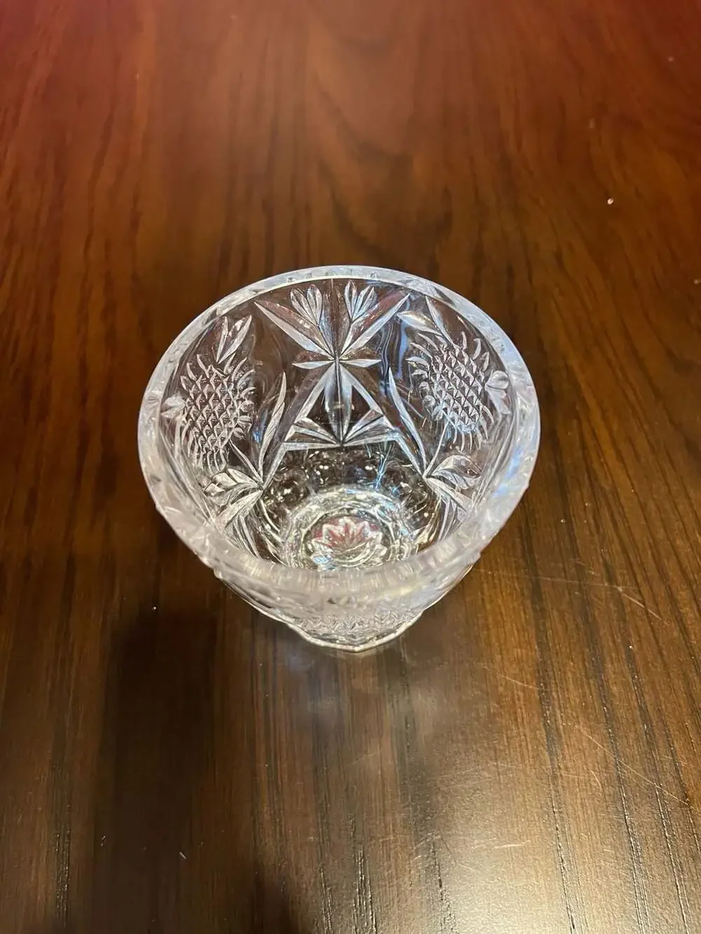 Vintage Footed Cut Lead Crystal Lidded Candy Dish with Pinwheel and Hobstar Desi